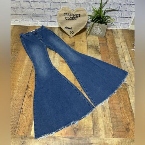 Free People Just Float On Flare Jeans Jericho Blue - Picture 15 of 15